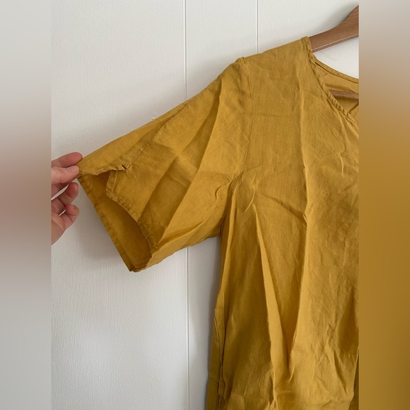 Linen Mustard Tunic - Asymmetric - Picture 3 of 11